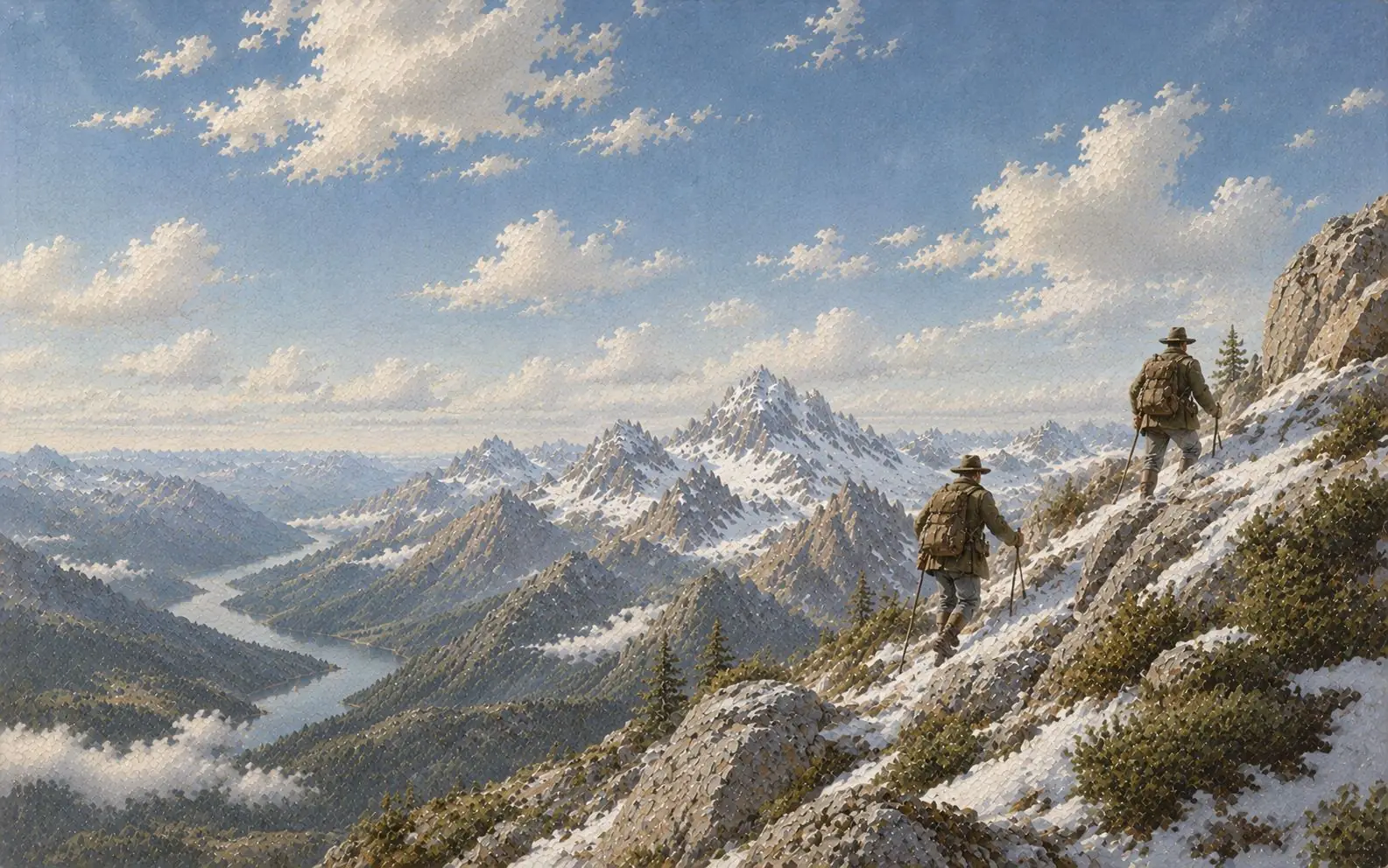 Illustration Superamp : marcheurs en montagne, les leviers de croissance